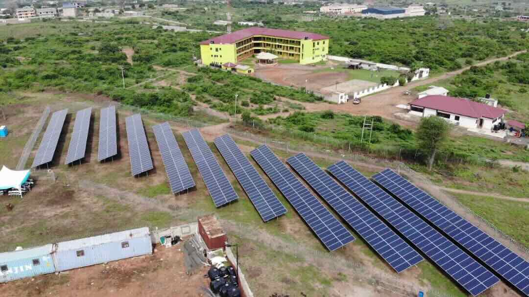 Rooftop solar panels on the Academic array at Central University Miotso campus